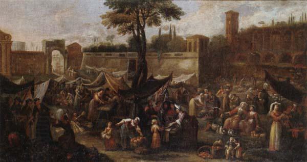 unknow artist A market scene before the walls of a city oil painting picture
